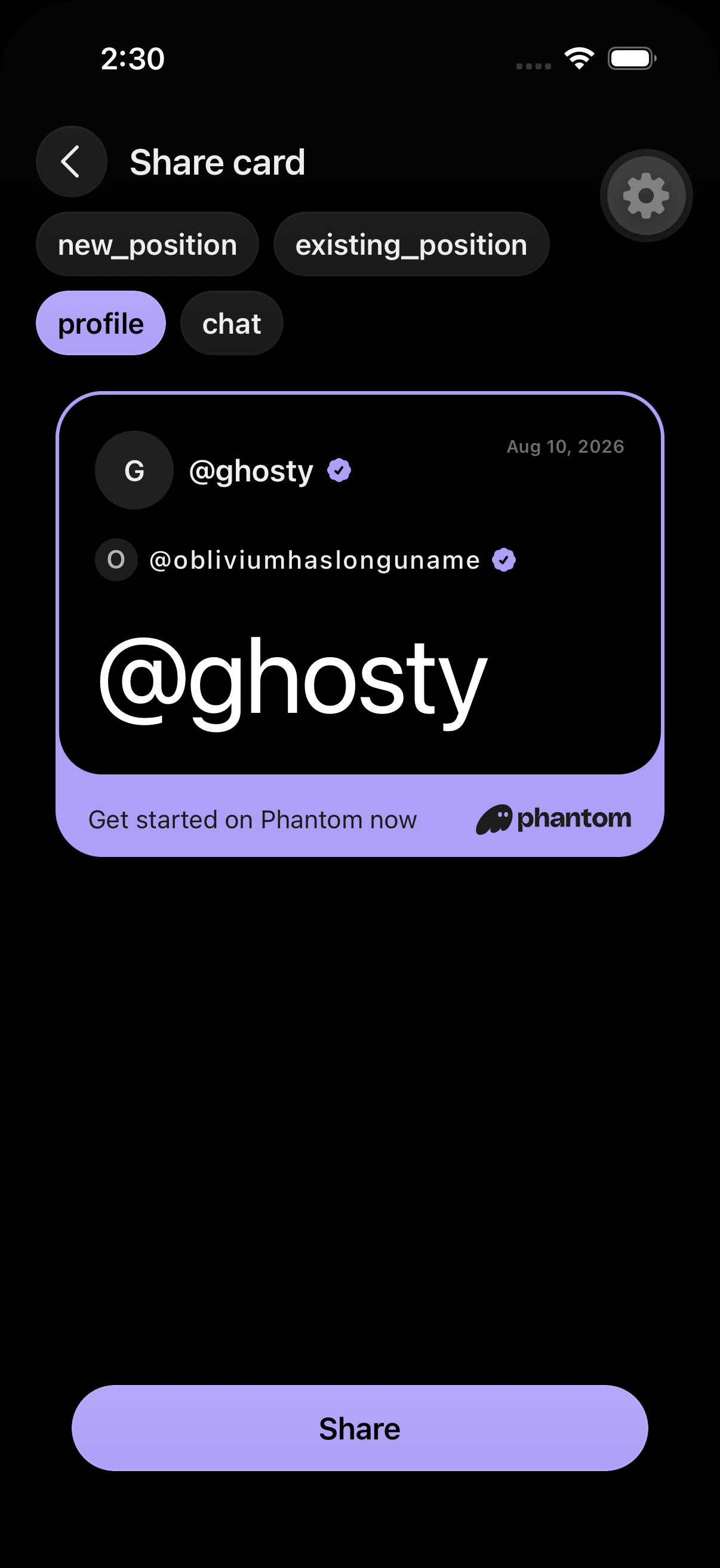 Profile share card